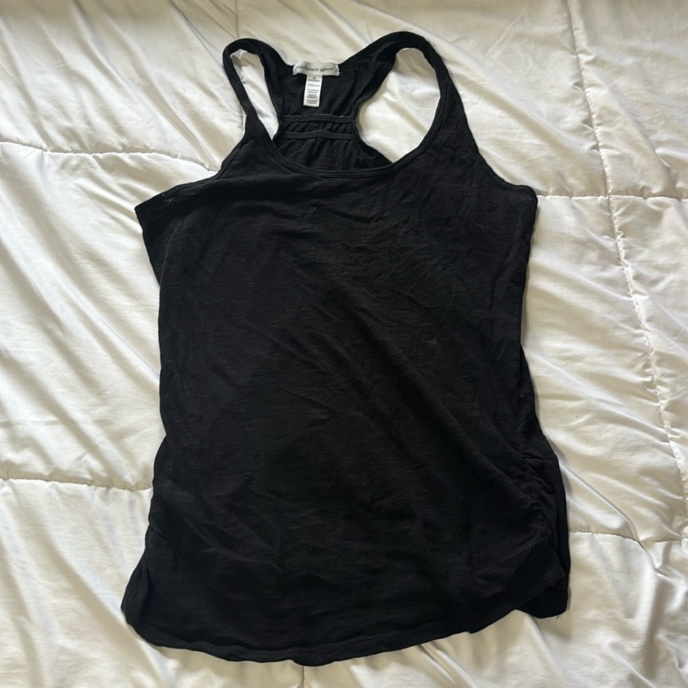 Women’s Black Racerback Tank Top, Scrunched Bottom, Good Condition! Size Medium